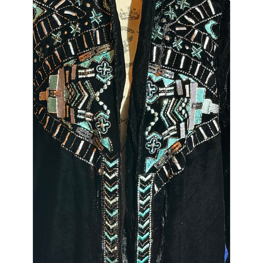 Crazy Train The Strait Y2K Long Line Velvet Western Glam Duster NWT - Picture 3 of 14